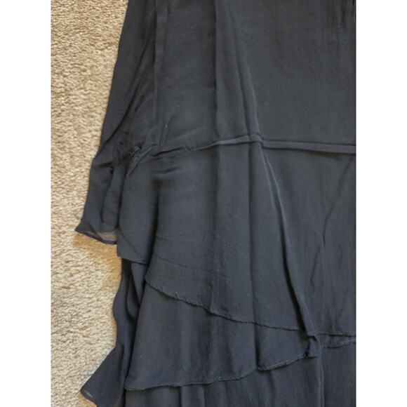 St. John Evening Black 100% Silk Chiffon Layered Elegant Maxi Skirt Plus Size 16 - Picture 9 of 11